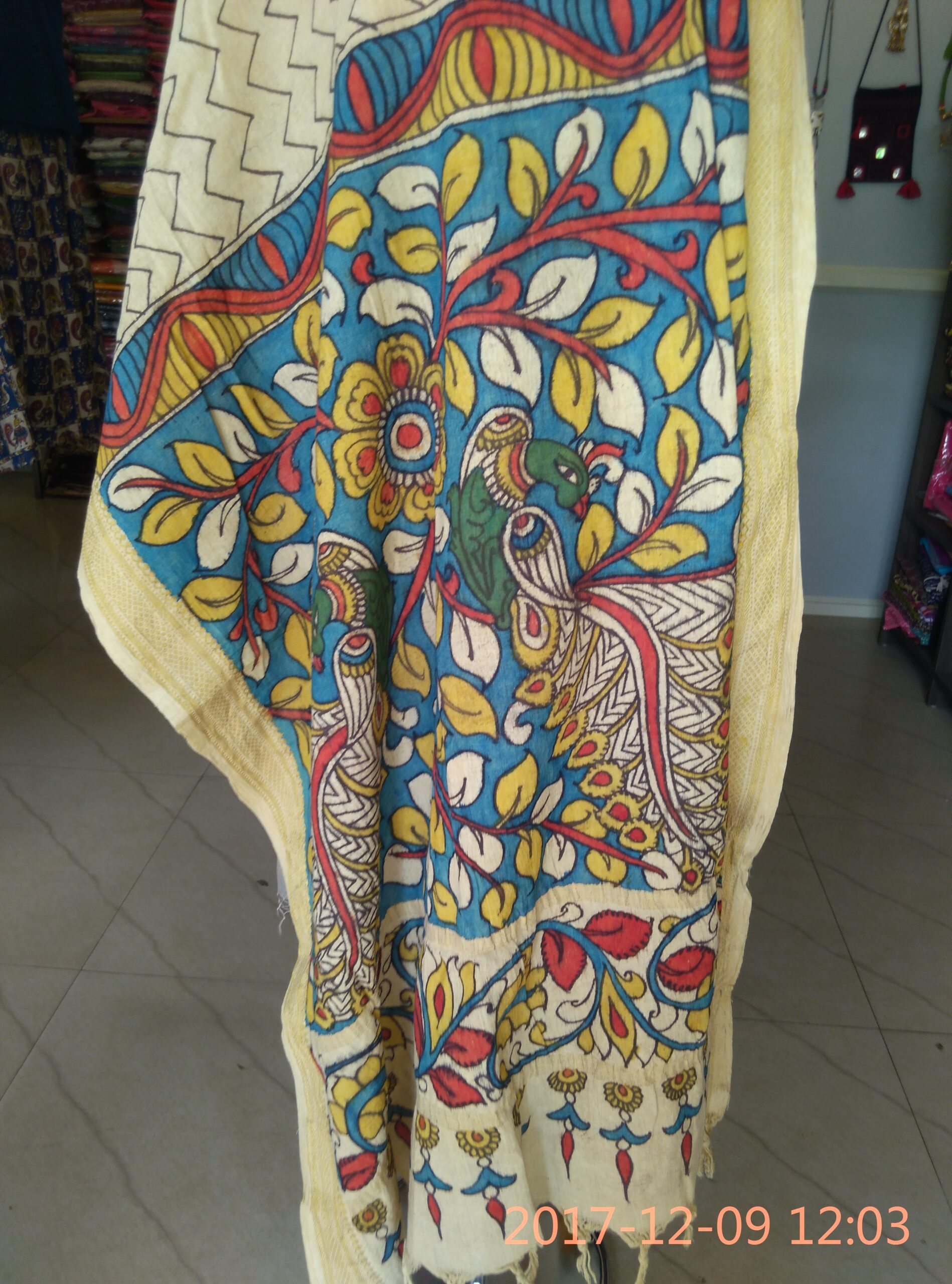 Hand drawn hand painted kalamkari duppatta