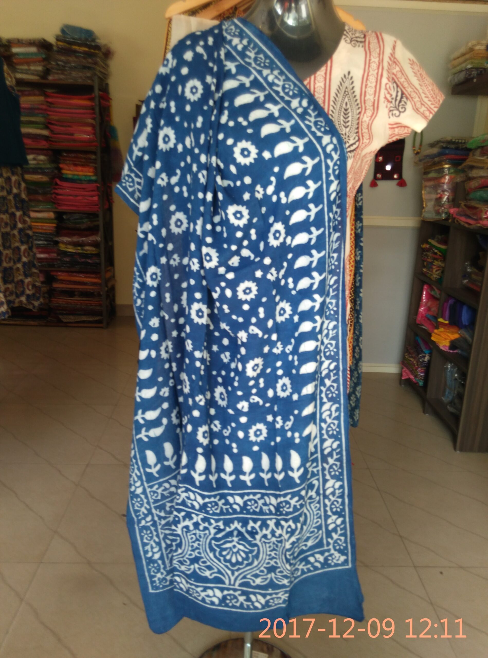 Indigo Modal fabric duppatta with natural print.