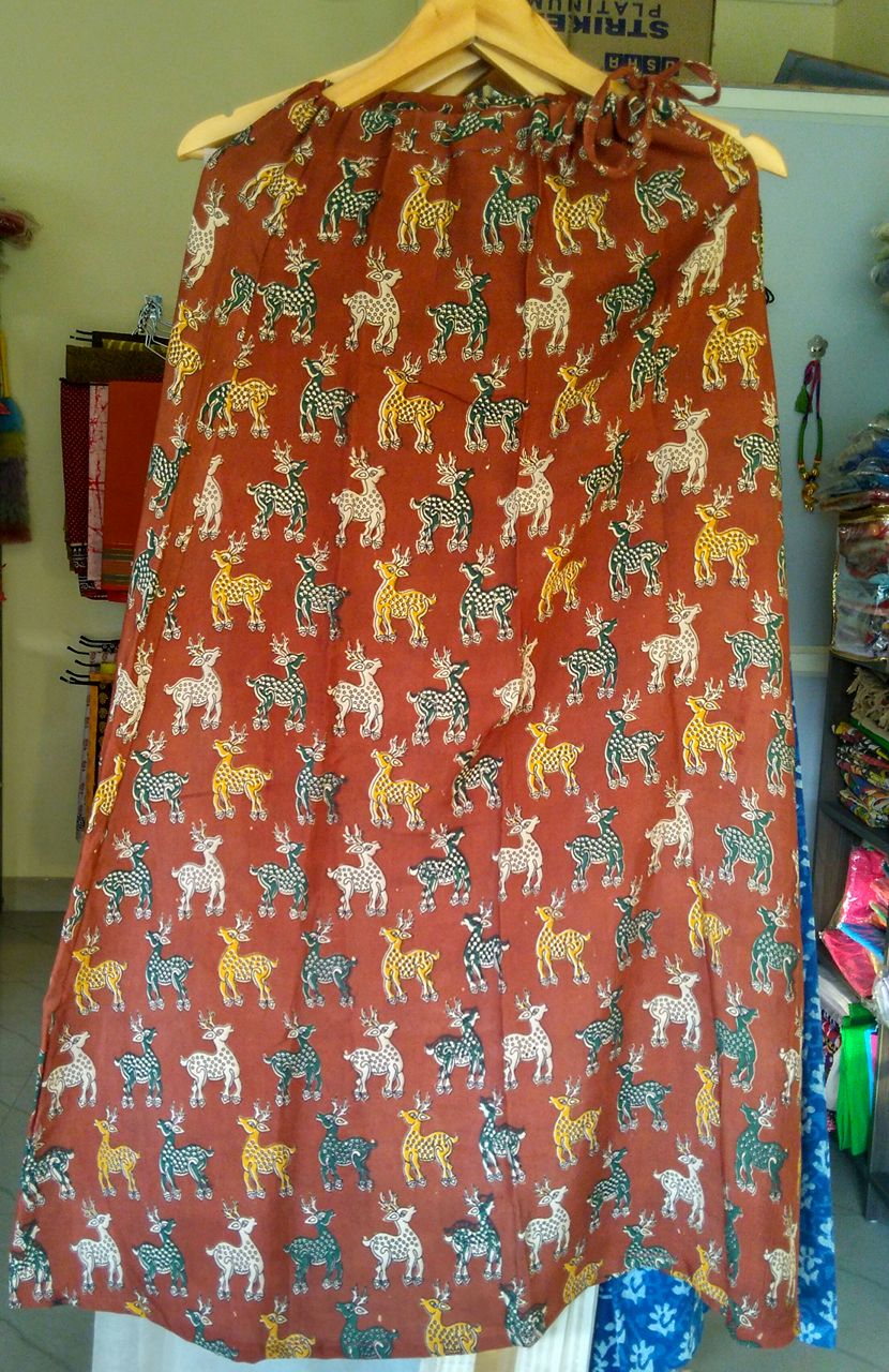 Kalamkari cotton silk skirt