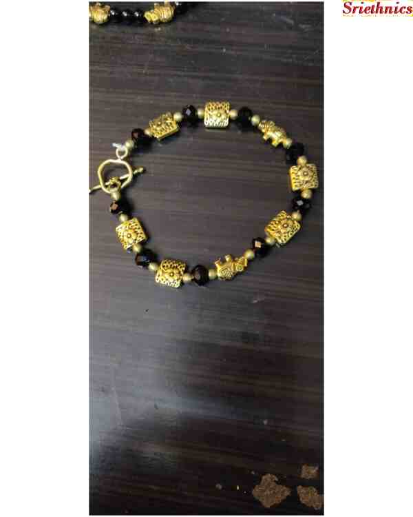 Black beads with Oxidized spacers bracelet