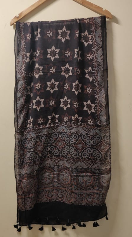 Ajrakh cotton hand block print stole