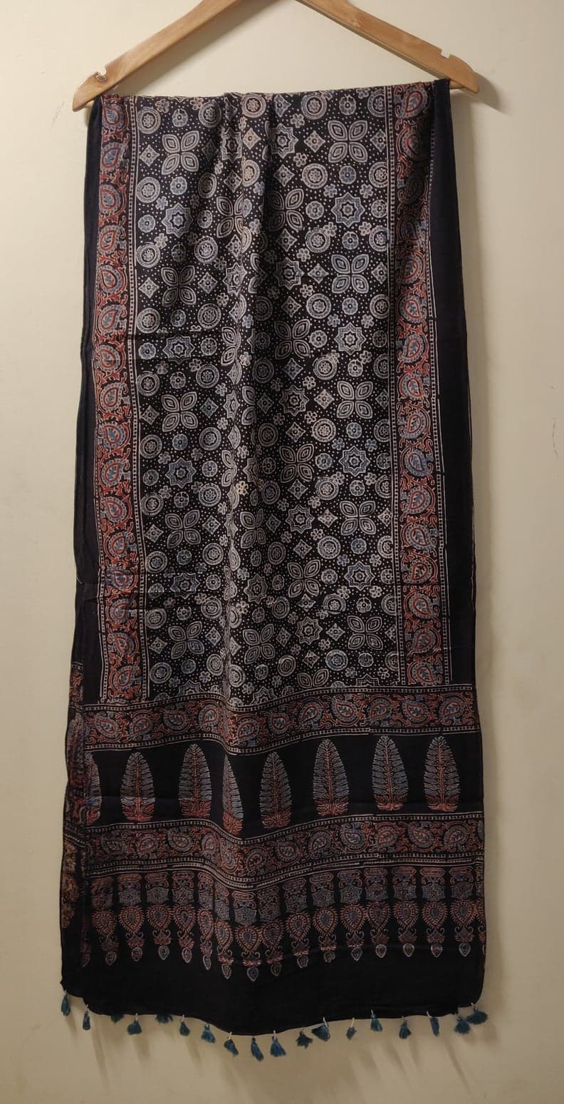 Ajrakh hand block print cotton stole
