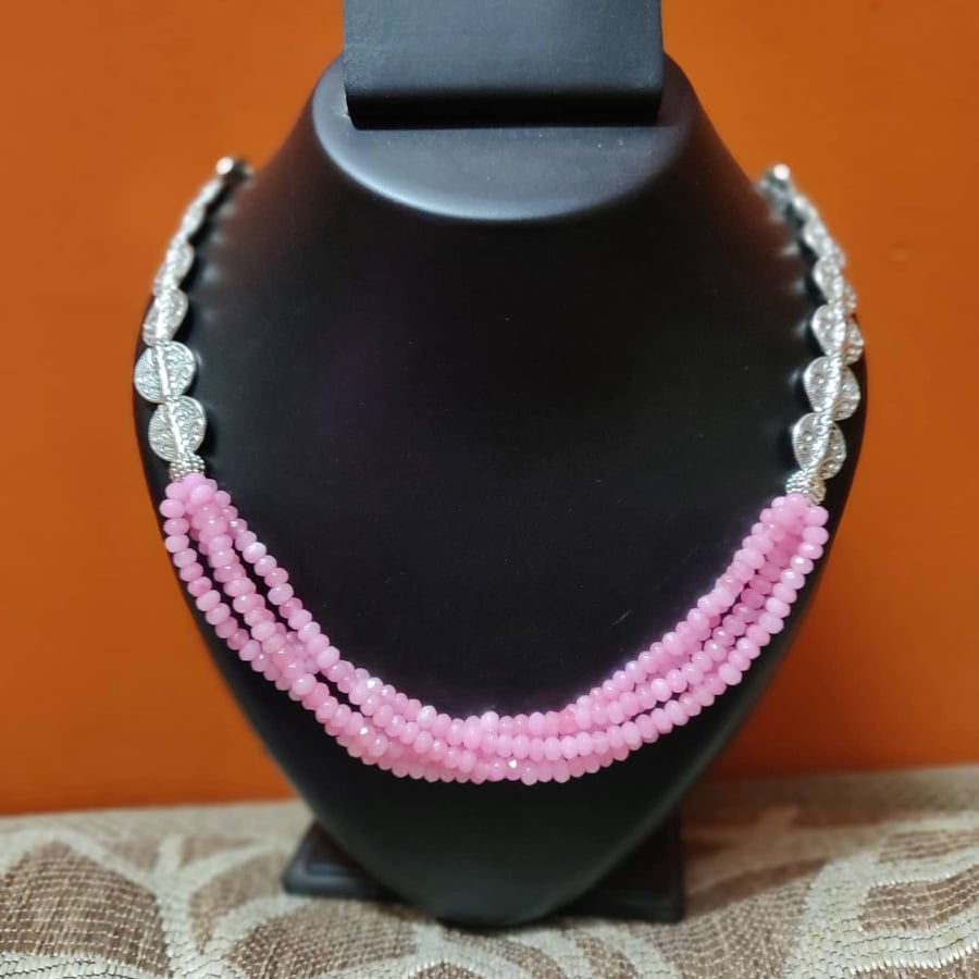 Shop Online Pink Colour Crystal Beads Necklace for young girls. Its pr –  One Stop Fashion