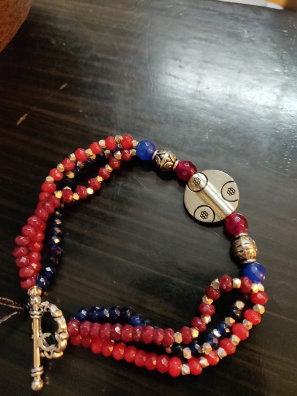 Multi layer semi precious beads bracelet