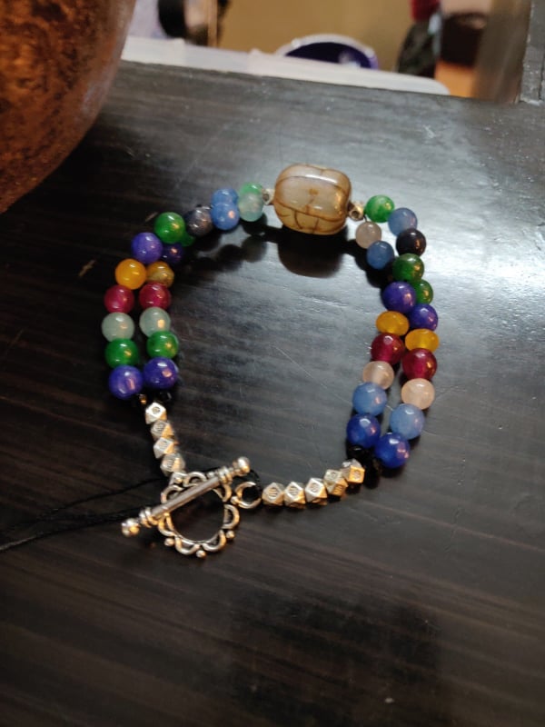 Multi layer semi precious beads bracelet