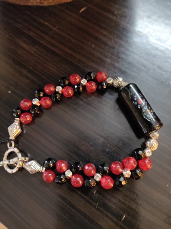 Multi layer semi precious beads bracelet