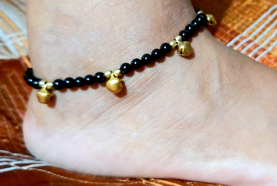 Black beads anklet with ghungroos