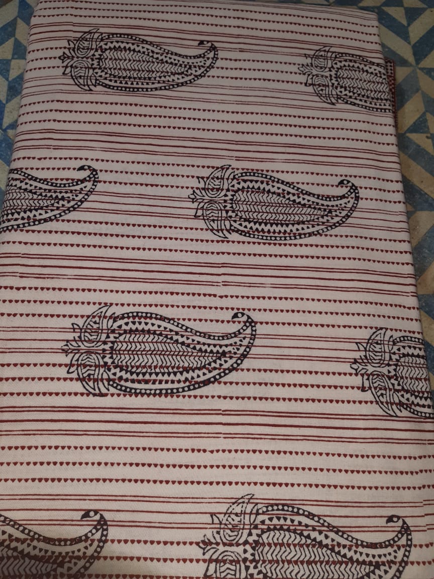 Bagh hand block print cotton fabric - 1 meter