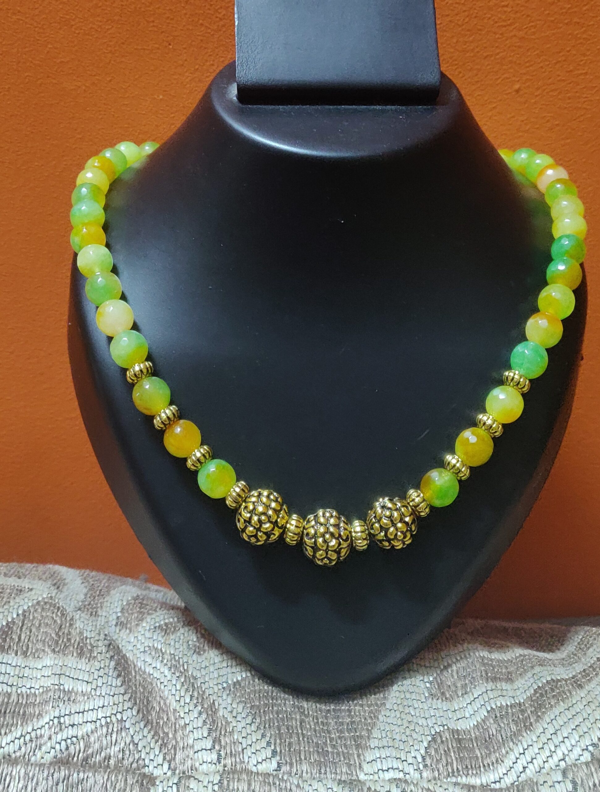Semi precious beads necklace with brass beads