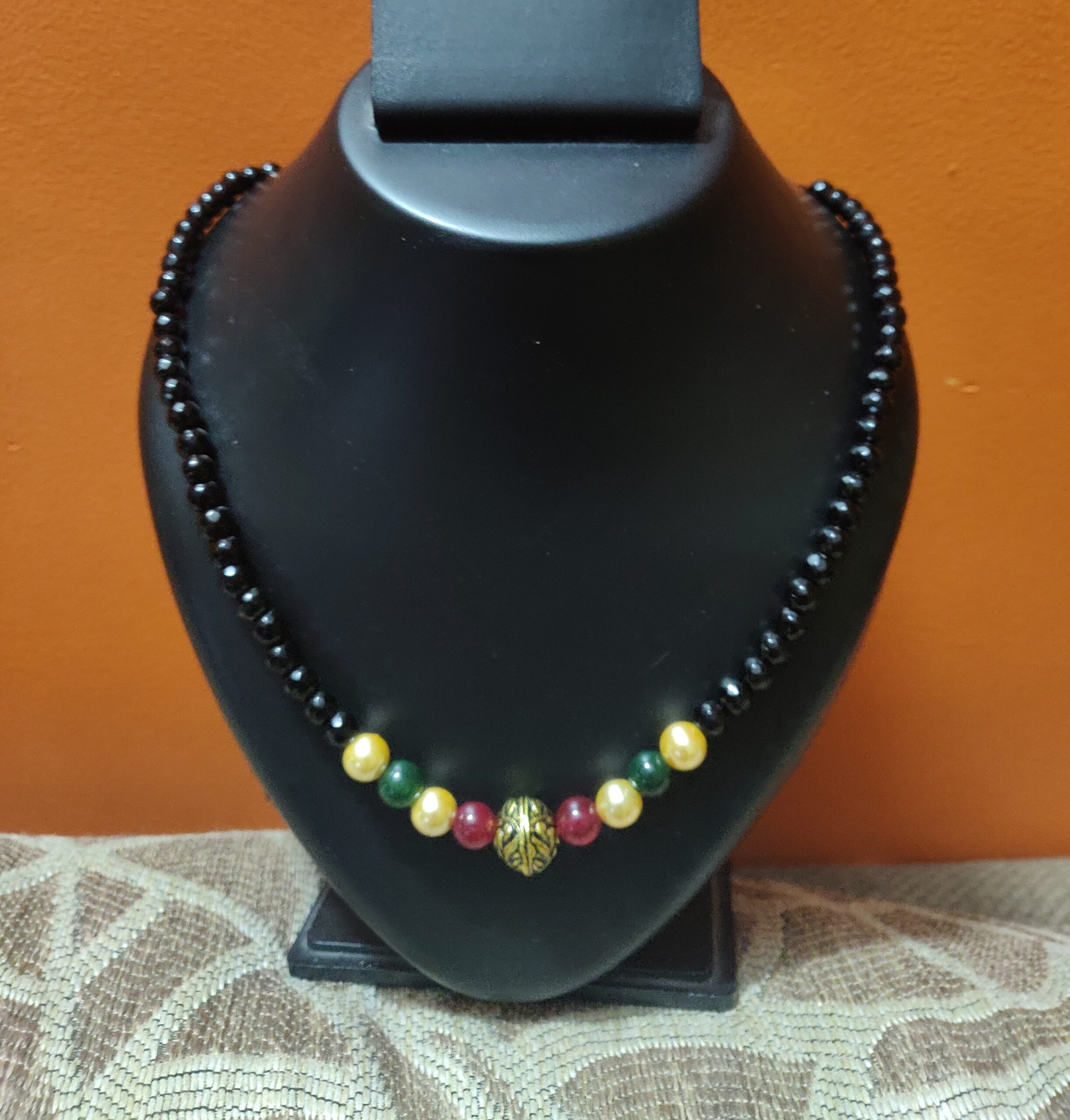 Semi precious black beads necklace