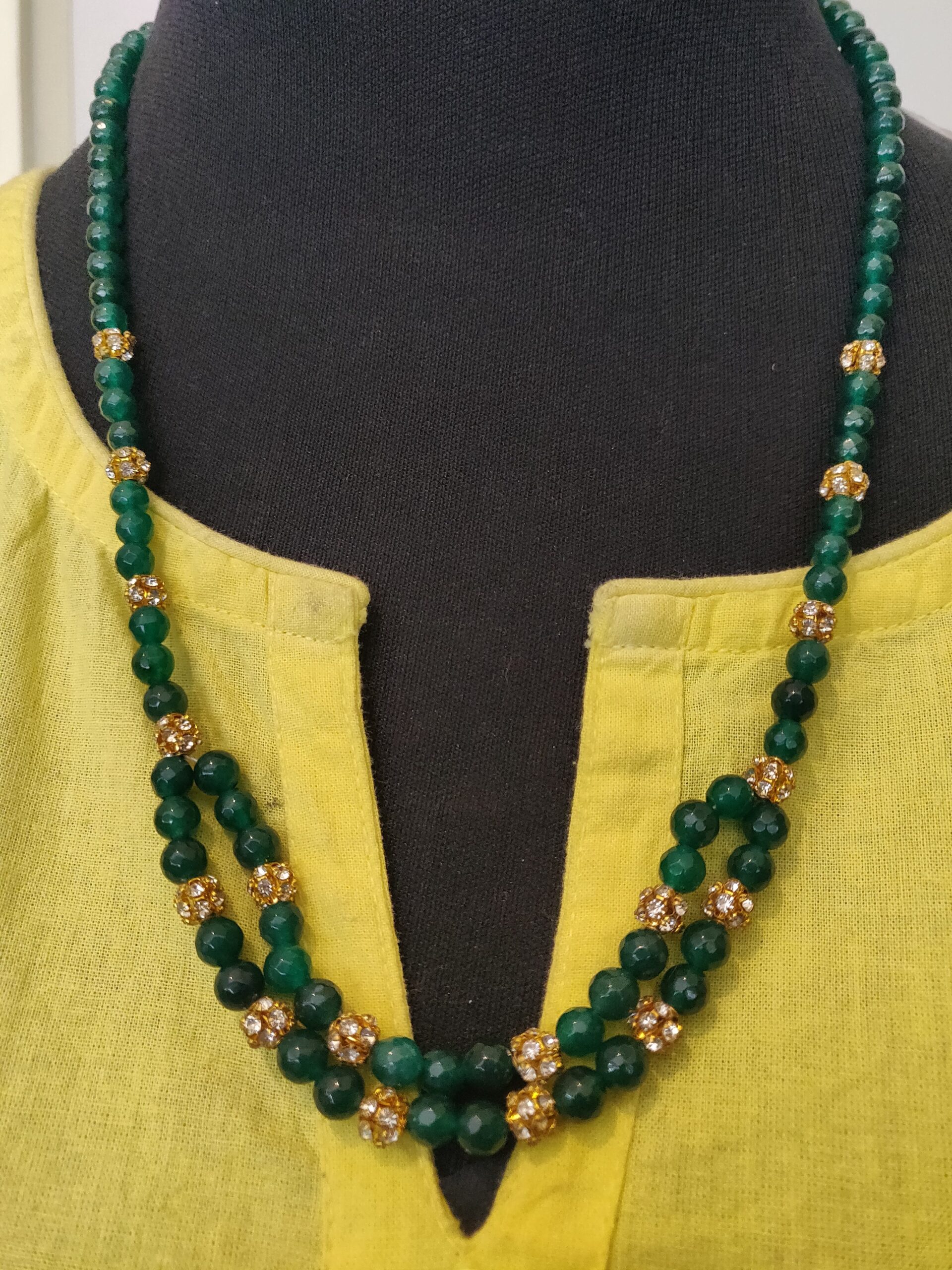 Semi precious and white stone beads necklace
