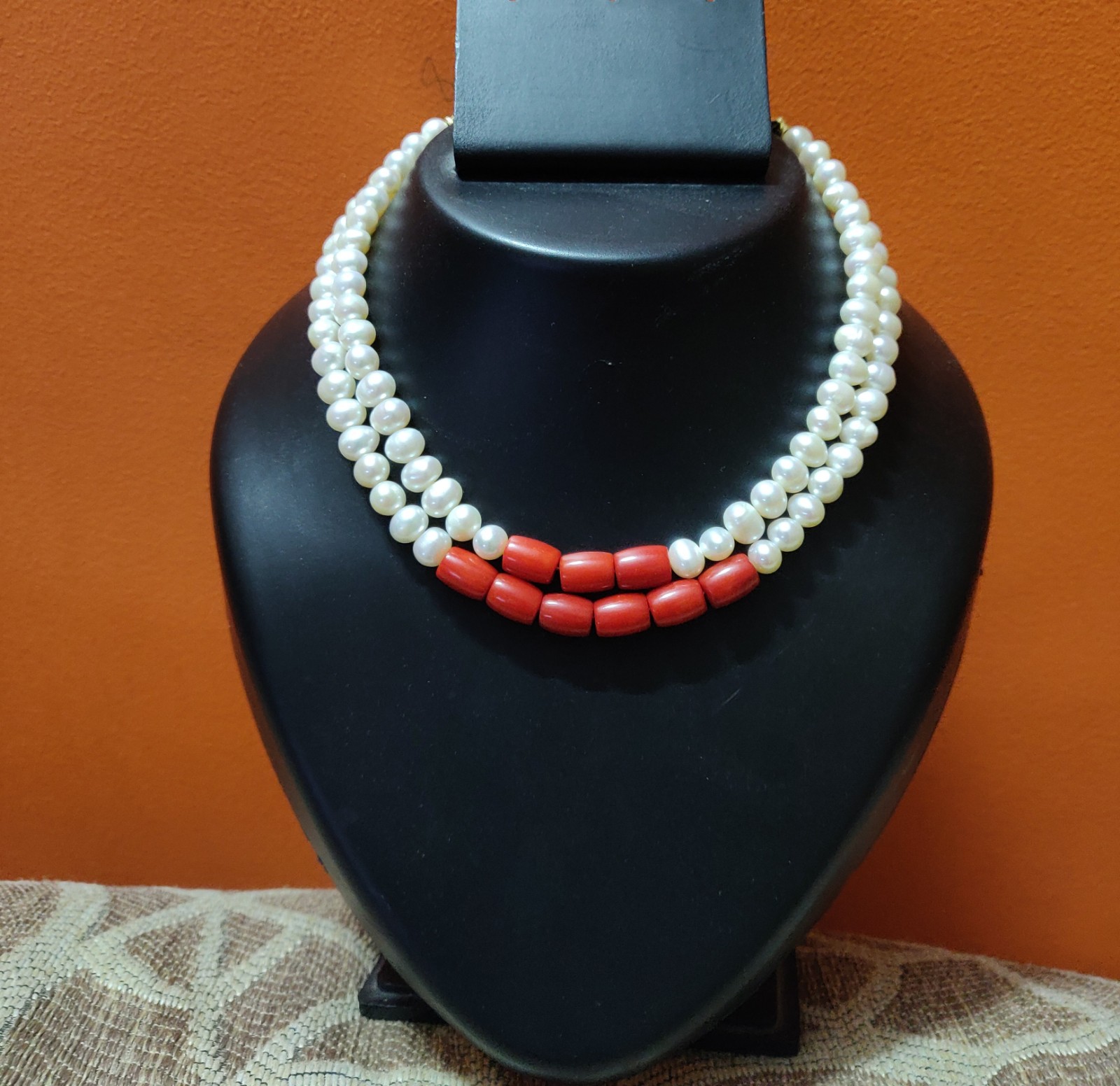 Fresh water pearls and coral necklace