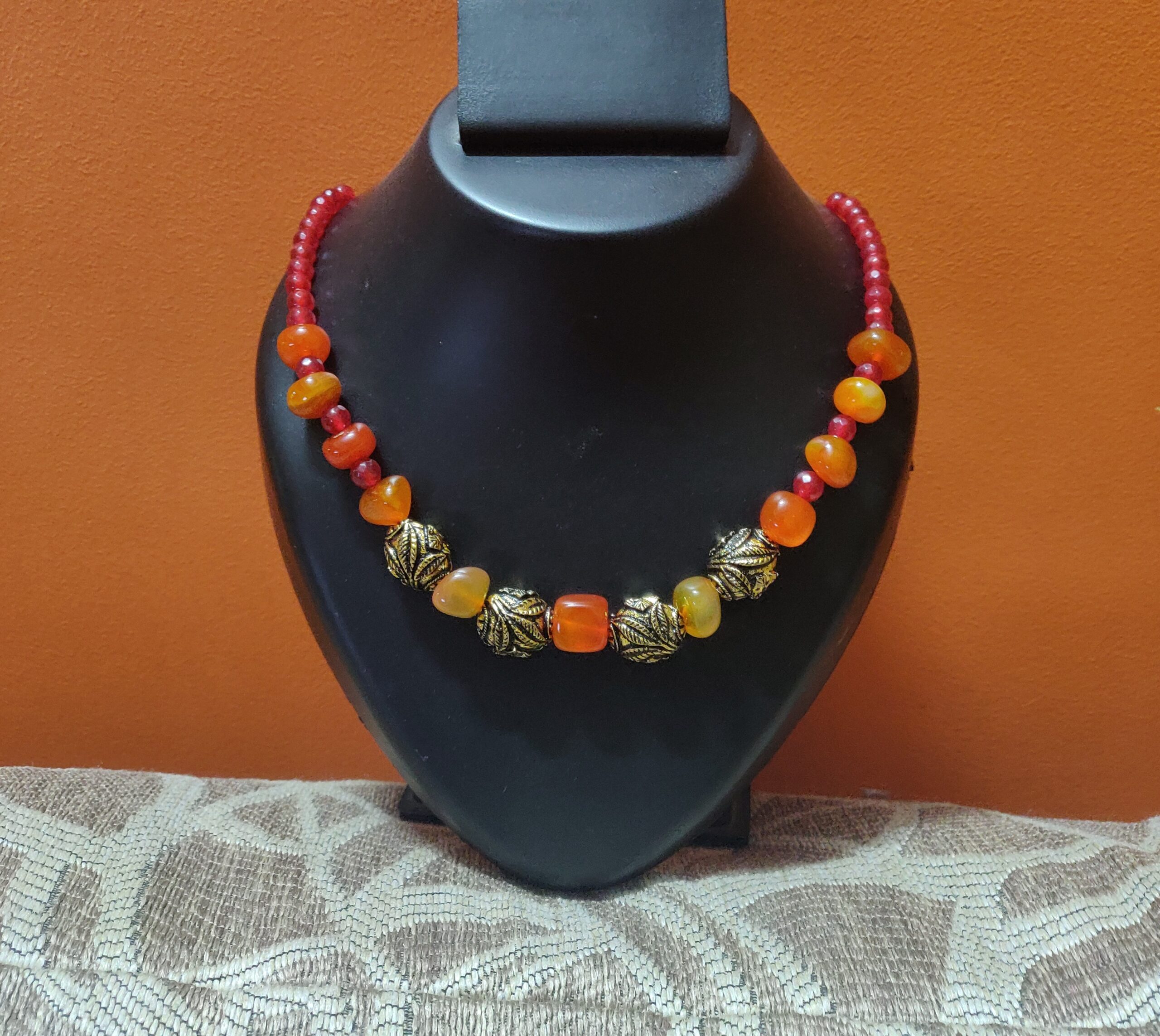 Semi precious and Brass beads necklace