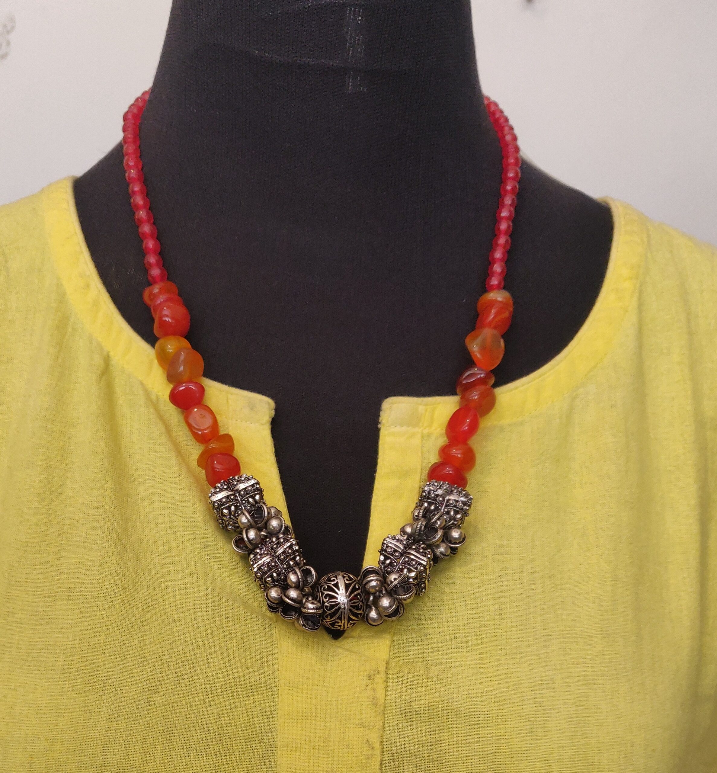 Tumble stones and GS beads necklace