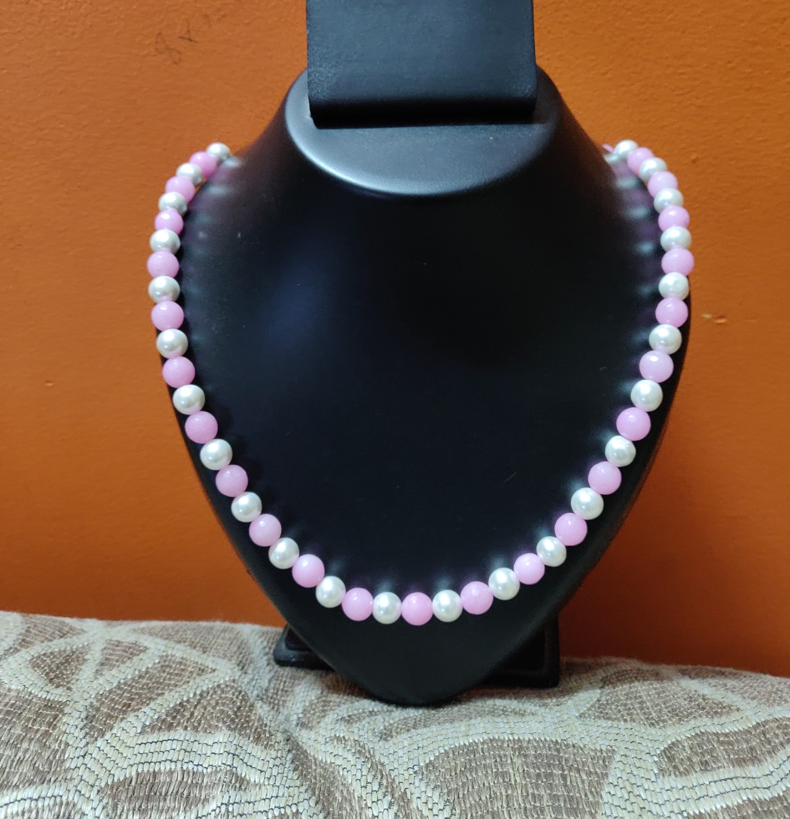 Shell pearl and semi precious stones necklace