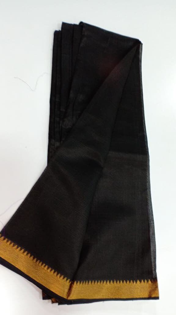 Mangalgiri cotton silk saree with plain body and zari border