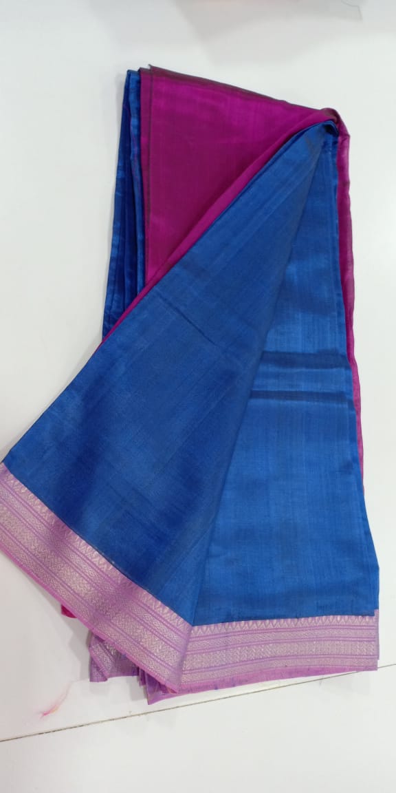 Mangalgiri cotton silk saree with plain body and zari border