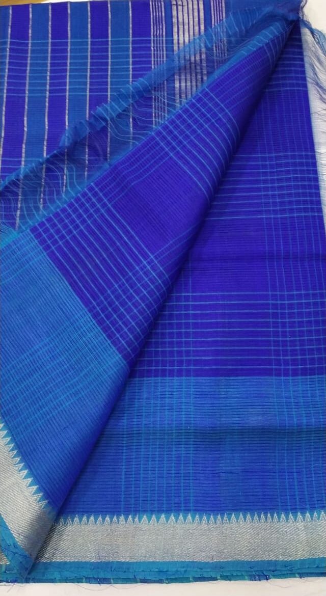 Mangalgiri cotton silk saree with checks design