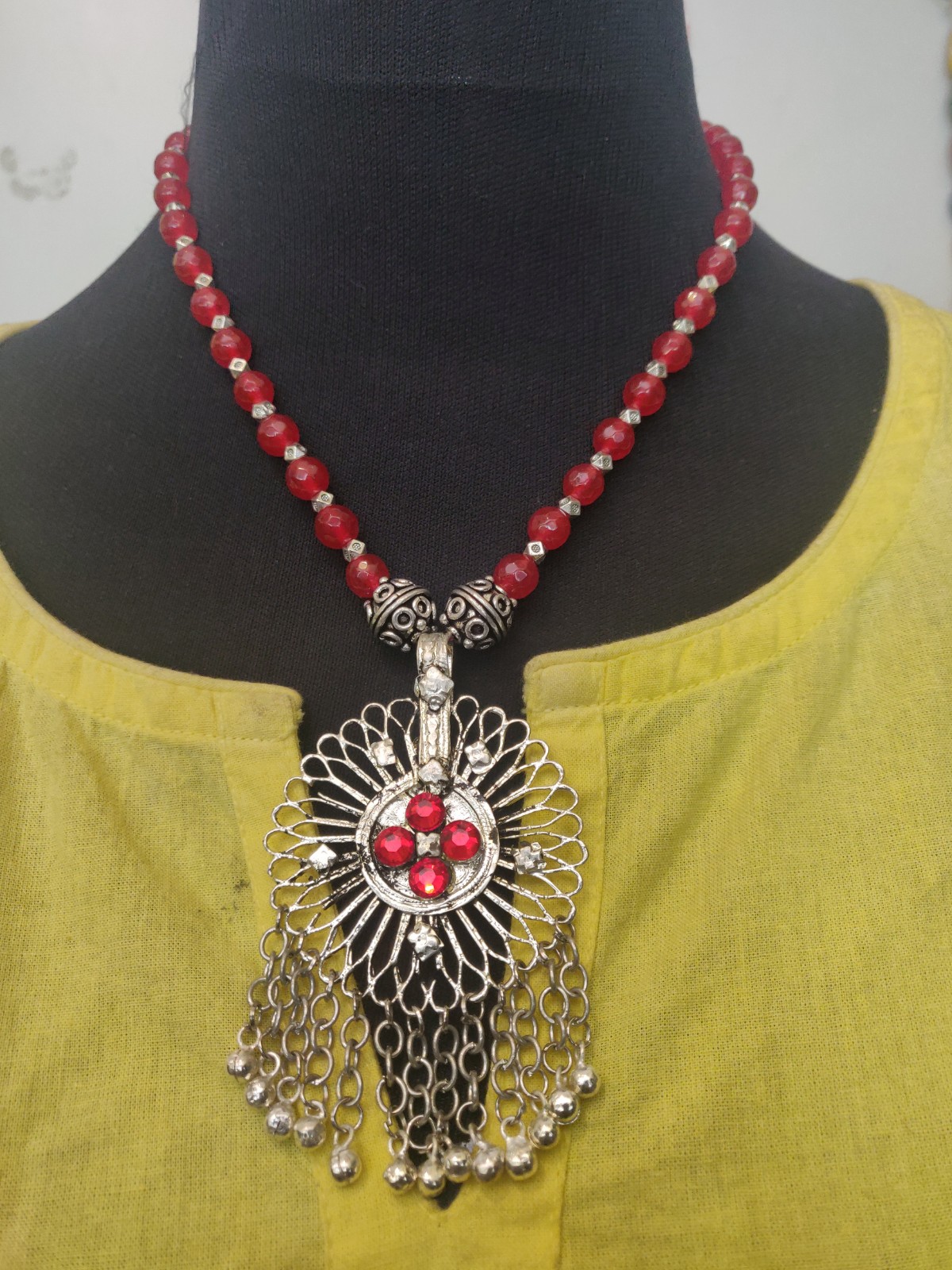 Semi precious beads long necklace