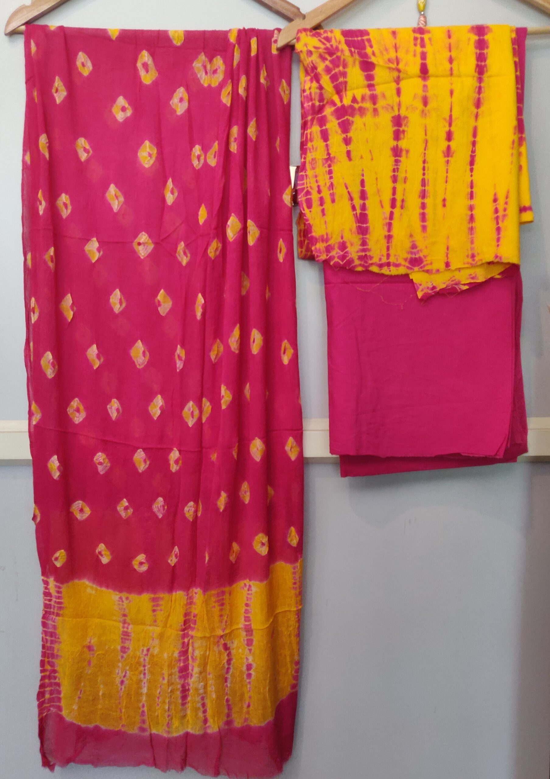 Hand block print Cotton dress material with Chiffon dupatta