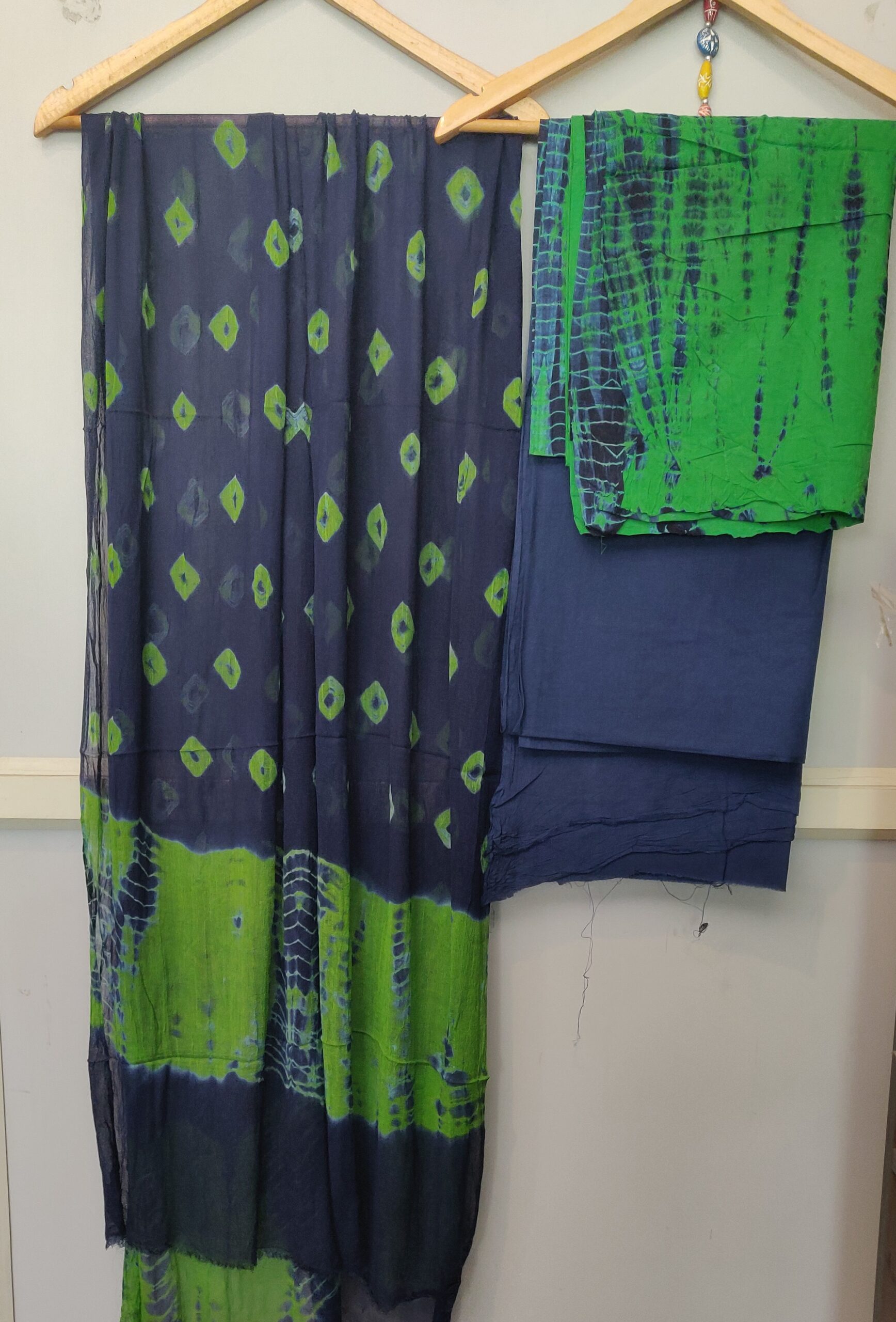 Hand block print Cotton dress material with Chiffon dupatta
