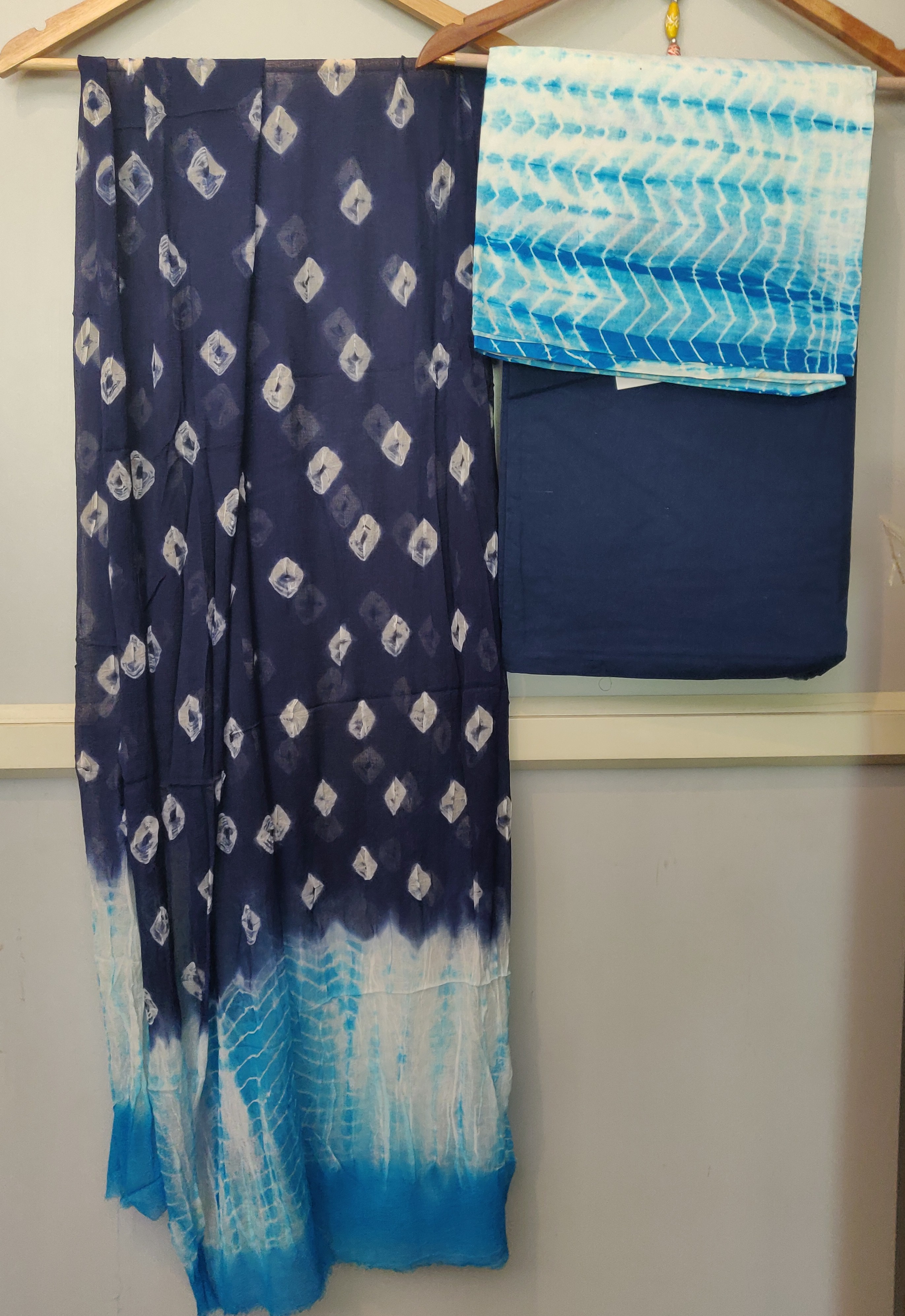 Hand block print Cotton dress material with Chiffon dupatta