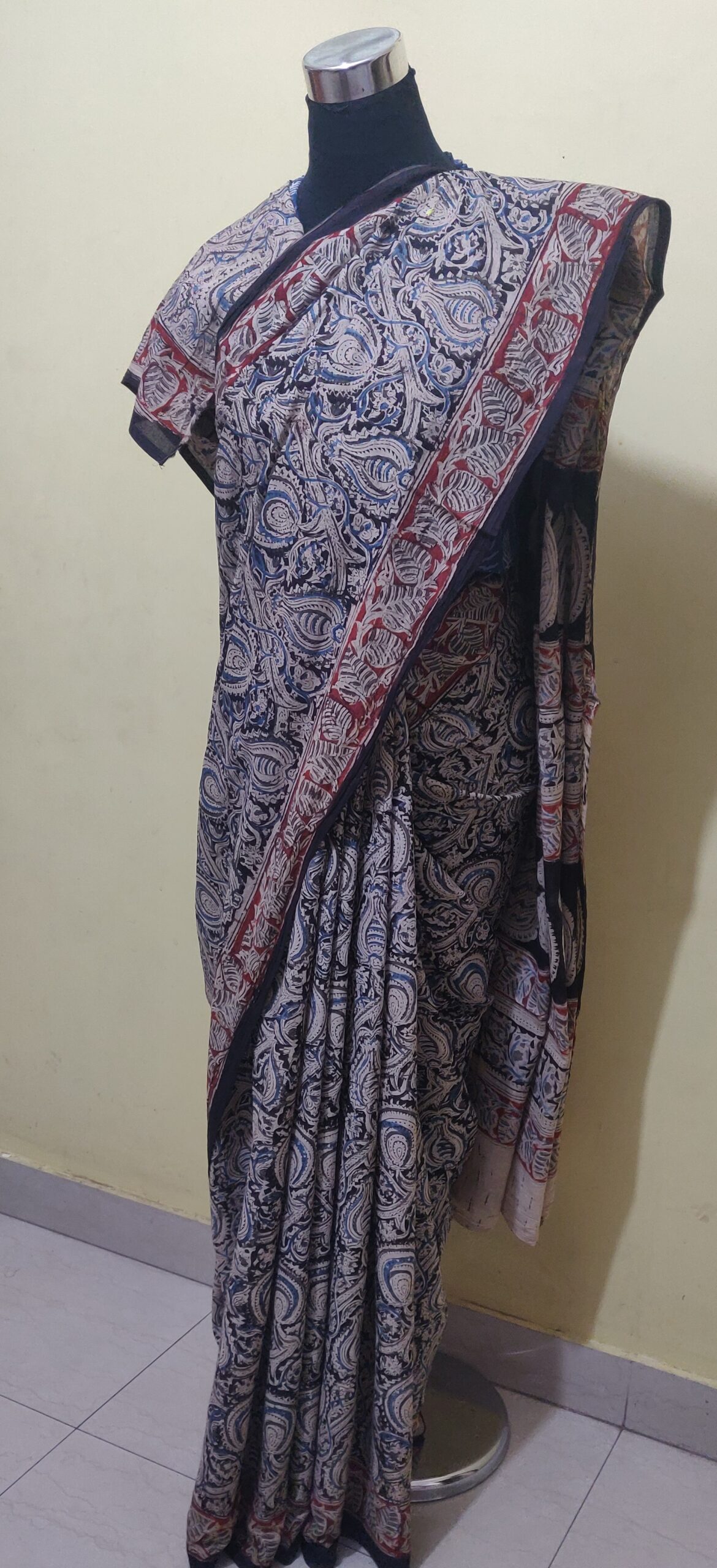 Kalamkari print cotton saree with blouse