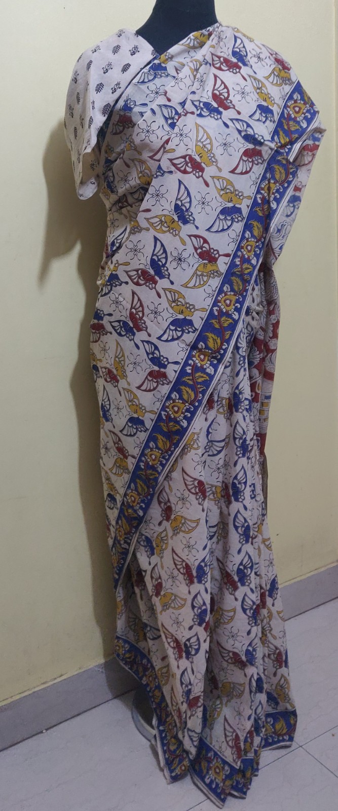 Kalamkari print cotton saree with blouse