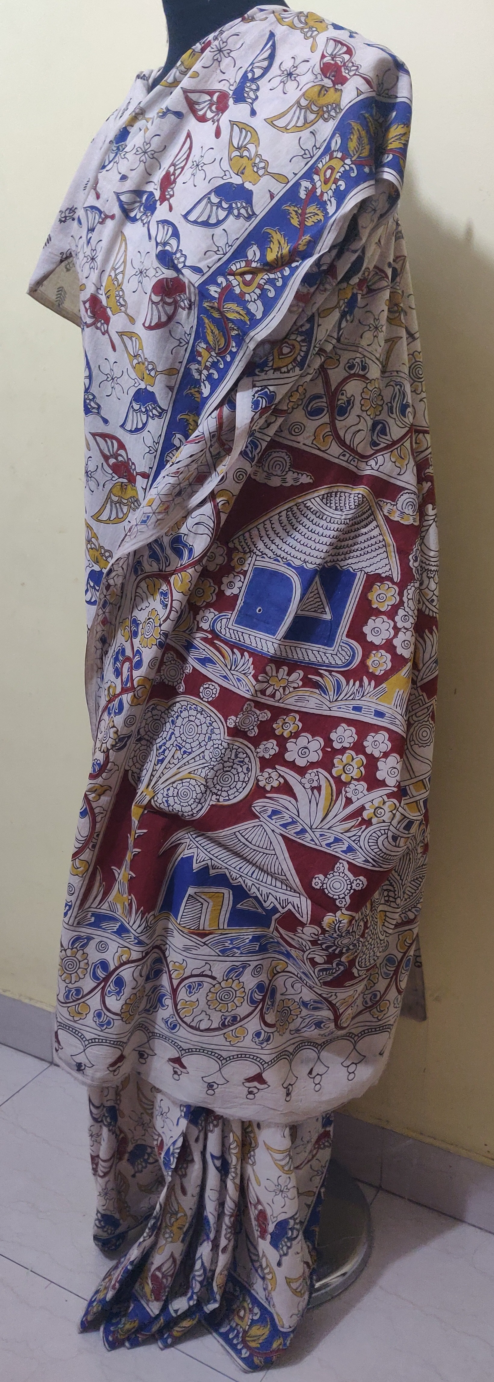 Kalamkari print cotton saree with blouse - Image 3