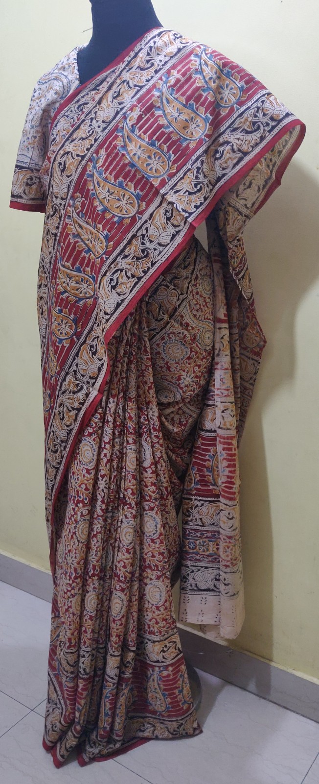 Kalamkari print cotton saree with blouse
