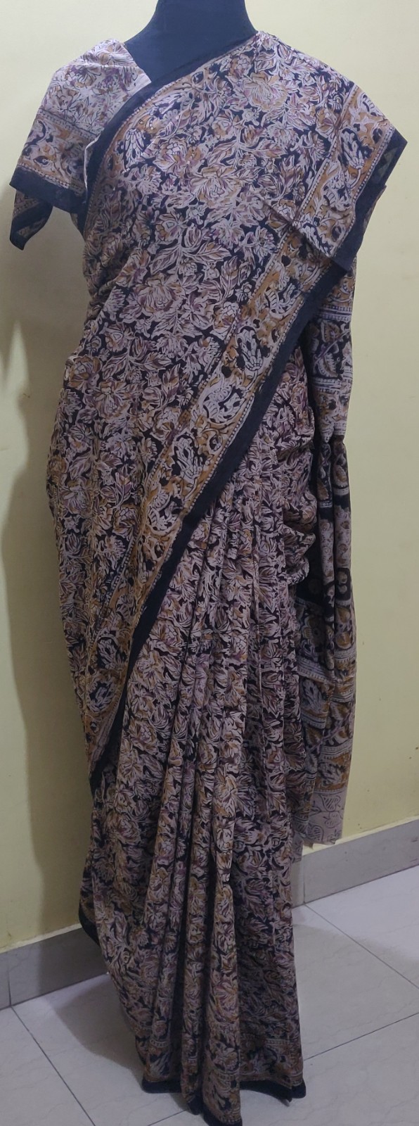 Kalamkari print cotton saree with blouse