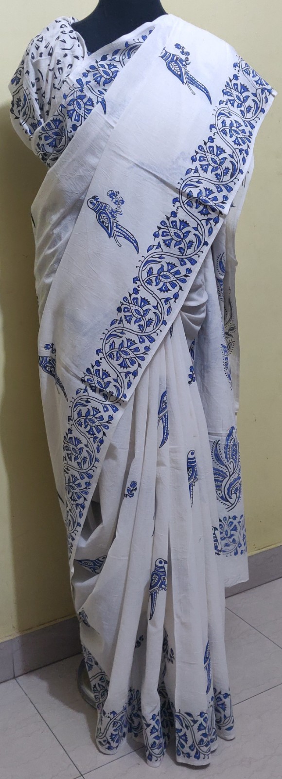 Kalamkari print cotton saree with blouse