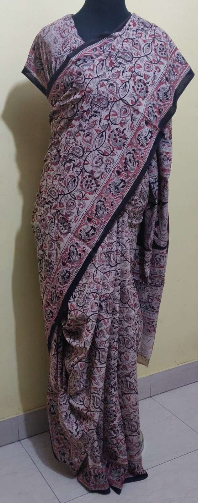 Kalamkari print cotton saree with blouse