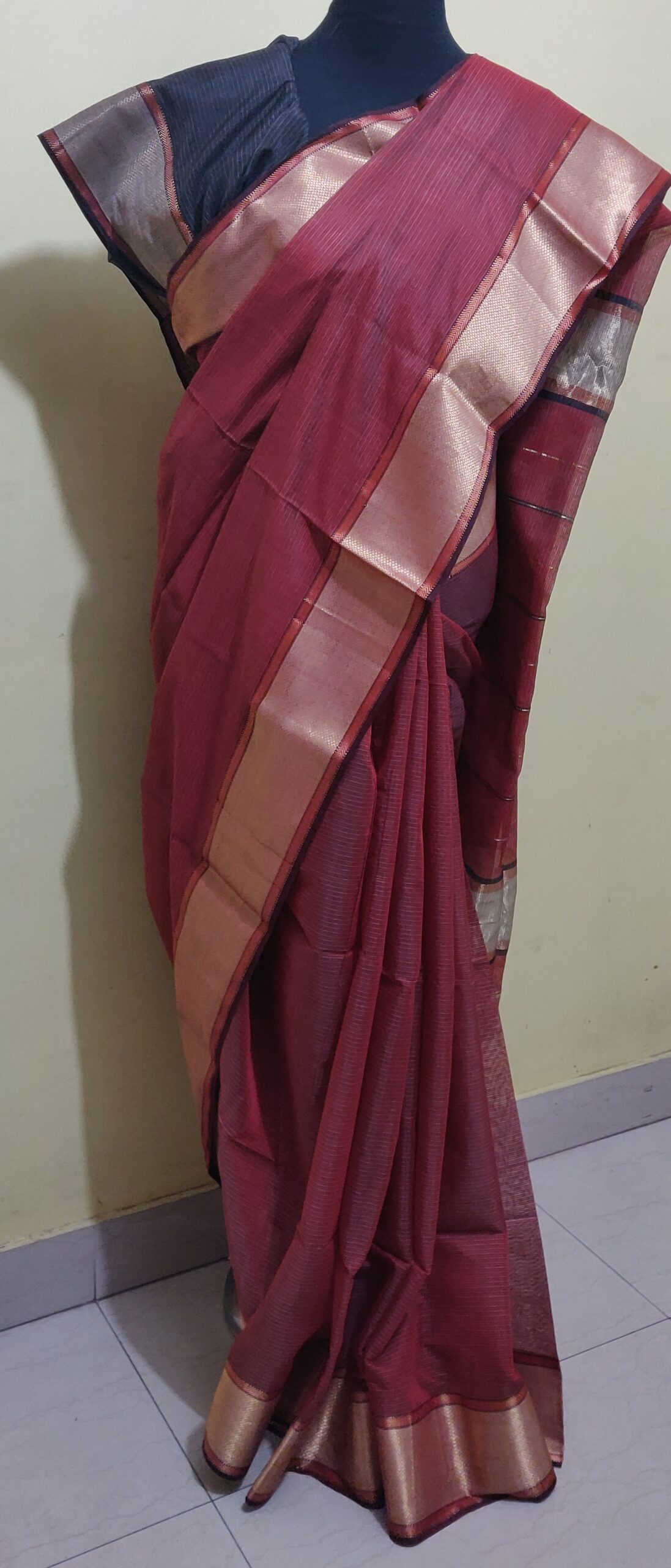 Maheswari handloom Cotton silk big zari border saree