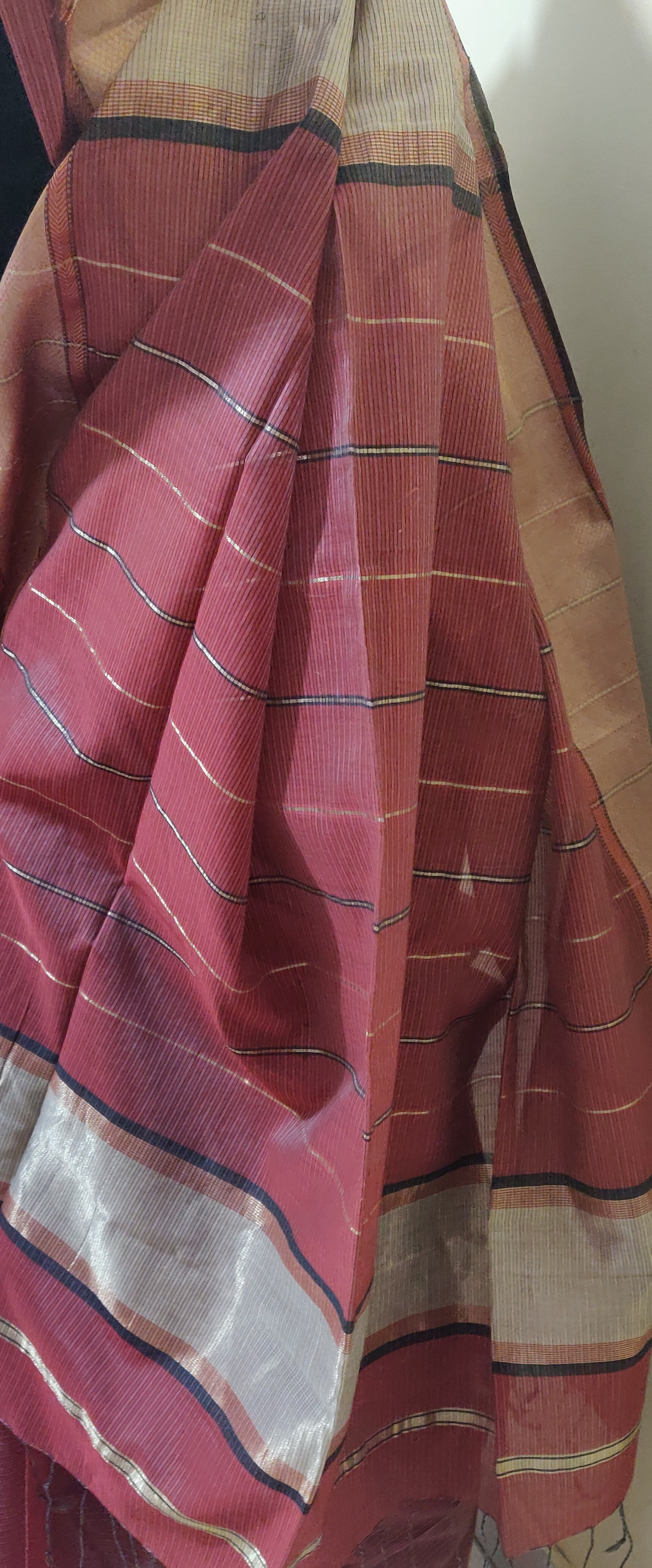 Maheswari handloom Cotton silk big zari border saree - Image 4