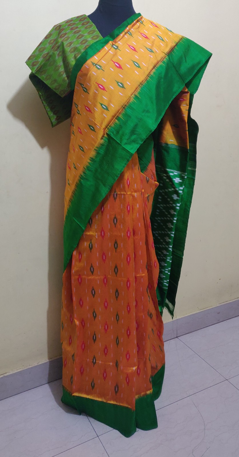 Pochampally ikkat Handloom pure silk saree without blouse