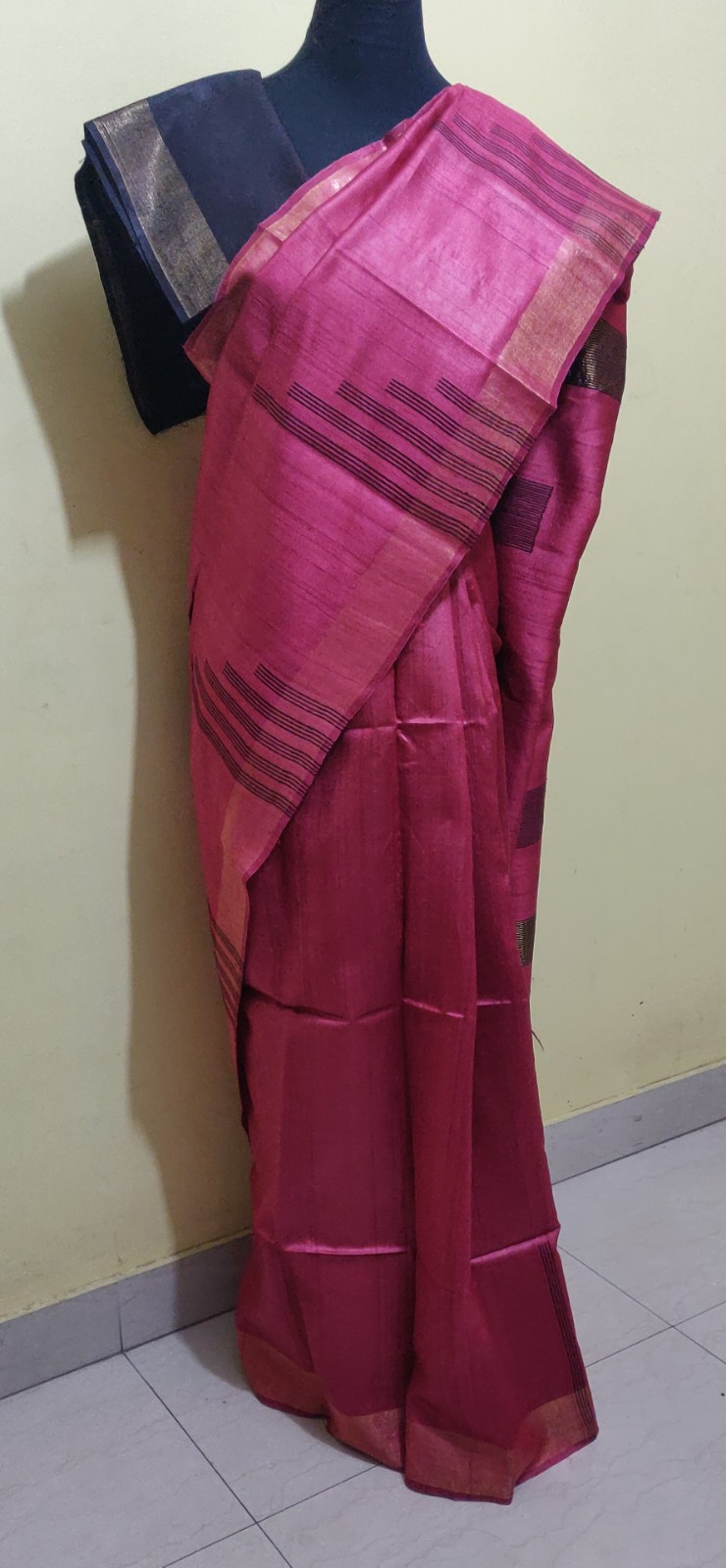 Tussar silk with zari border
