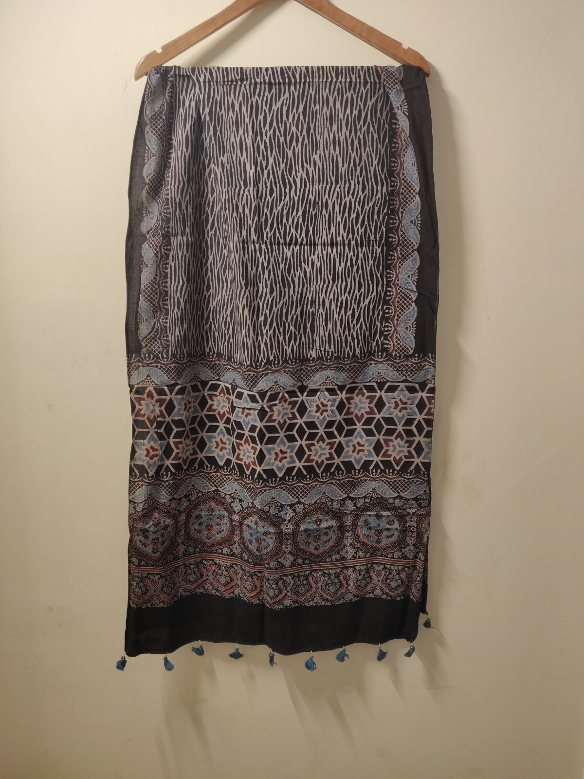 Ajrakh hand block print cotton stole