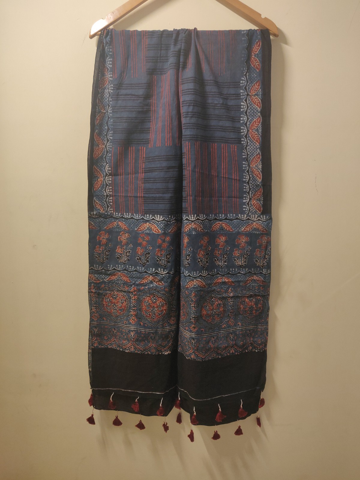 Ajrakh hand block print cotton stole