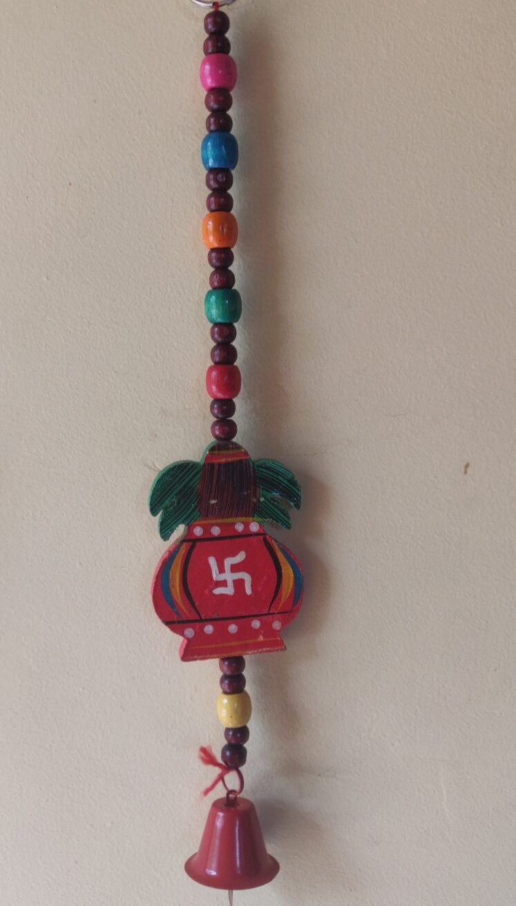 Handmade wooden beads and Kalash pendant string