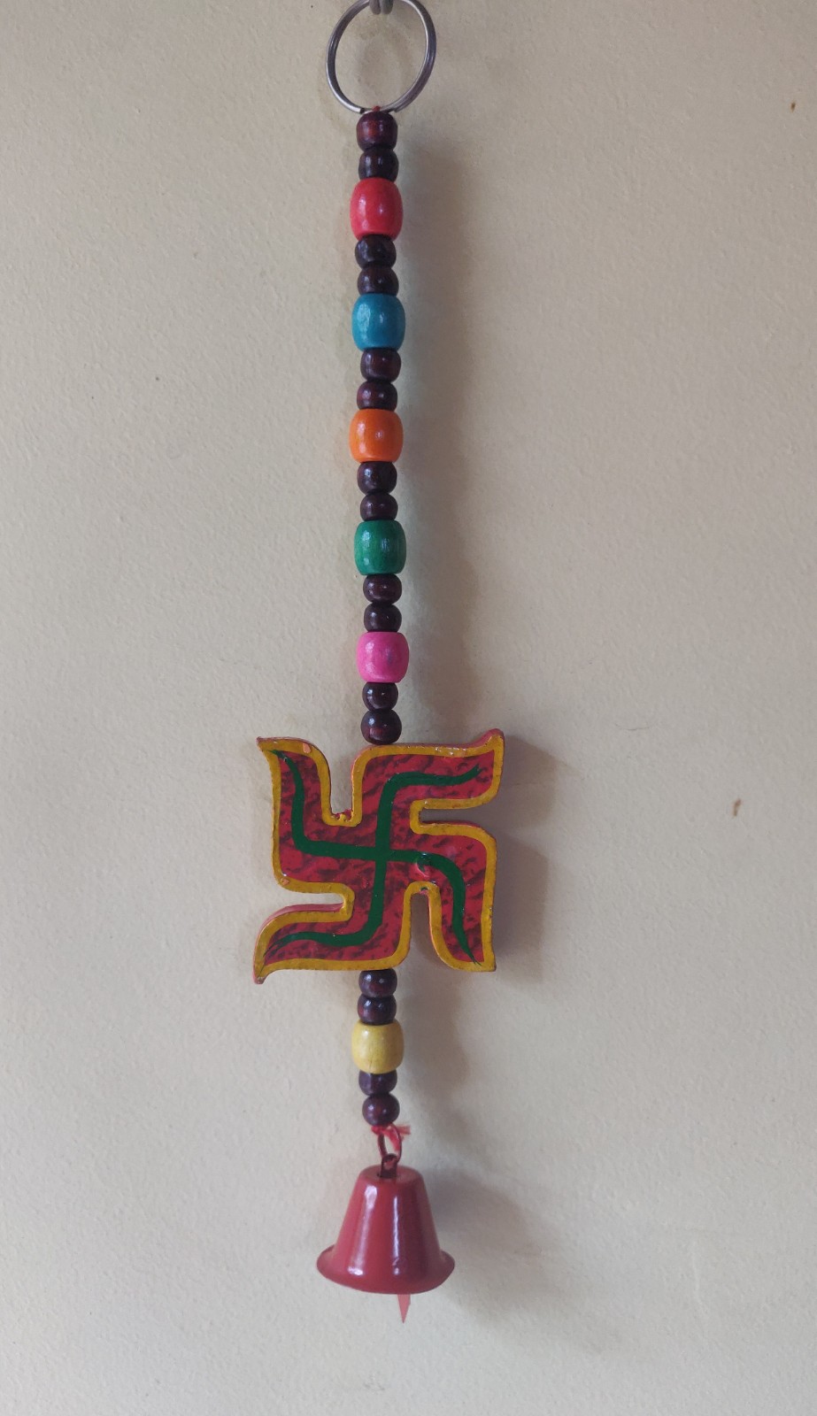Handmade wooden beads and Swastik pendant string