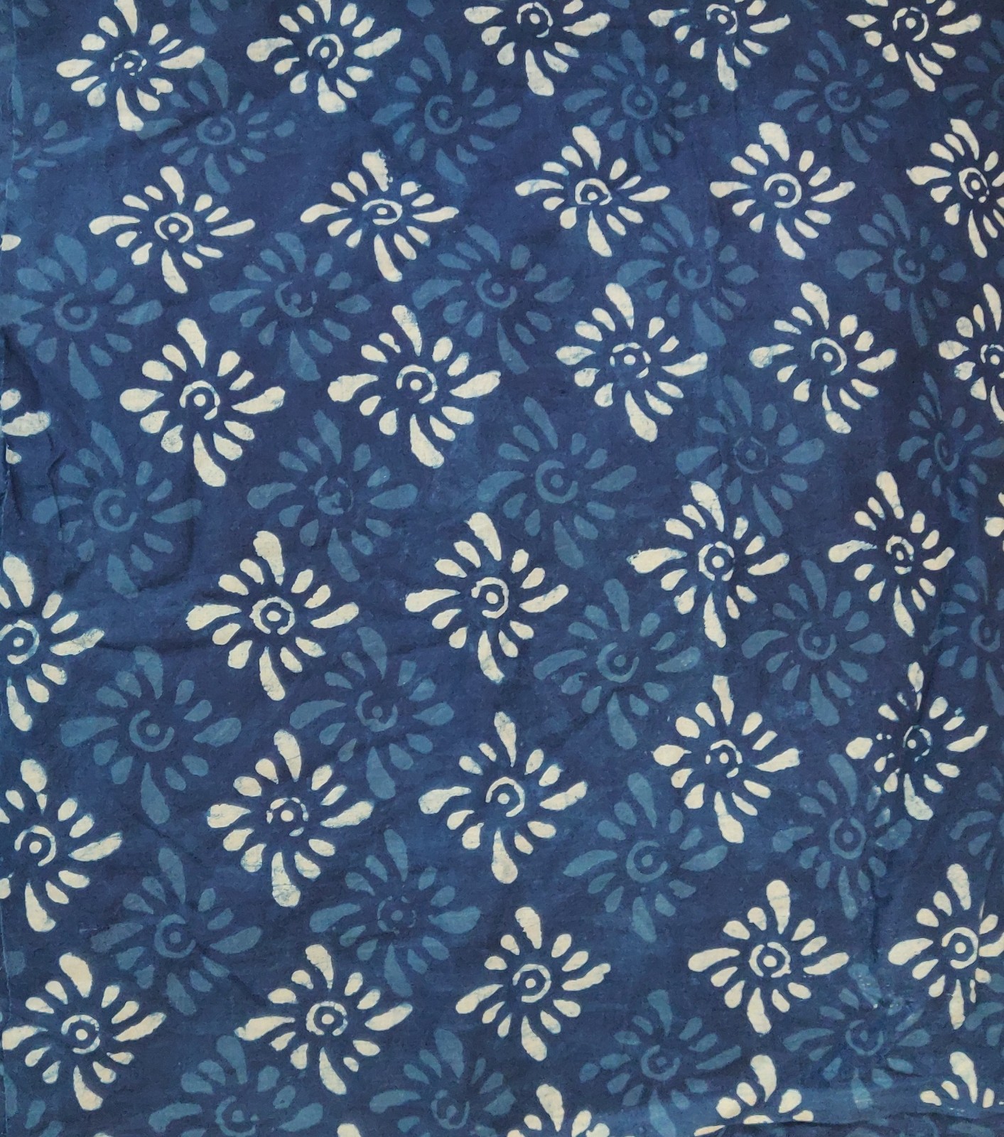 Indigo Hand block print cotton fabric - 1 meter