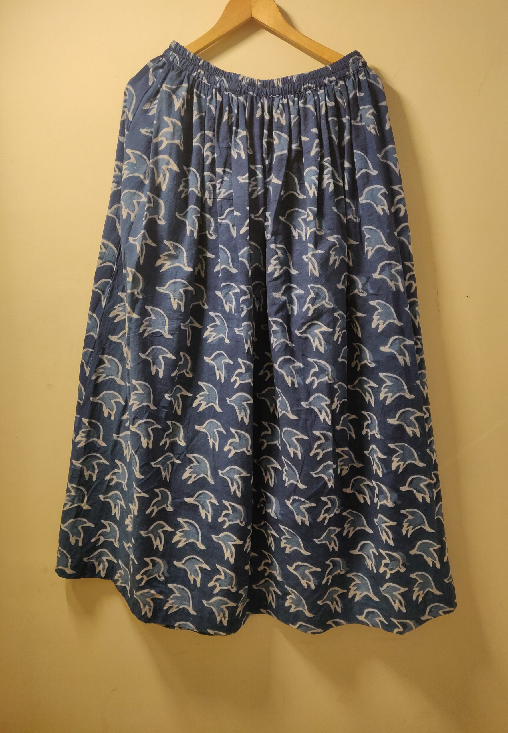 Indigo Hand block print cotton skirt