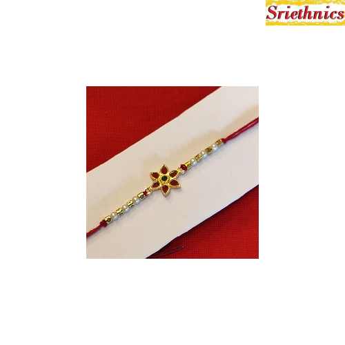 Handmade Rakhi with metal flower