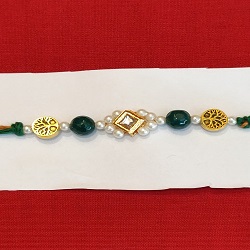 Kundan and semiprecious beads rakhi