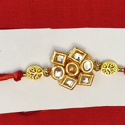 Kundan and gold plated beads rakhi