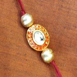 Kundan and brushed beads rakhi