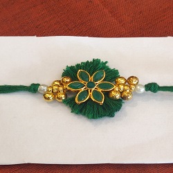 Thread and metal flower rakhi