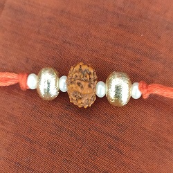 Rudraksha bead and brushed beads rakhi