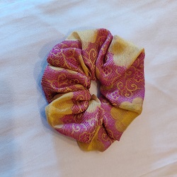 Scrunchies in floral design cotton silk cloth - set of 2